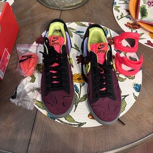 Nike Maroon and Neon suede Sneakers.